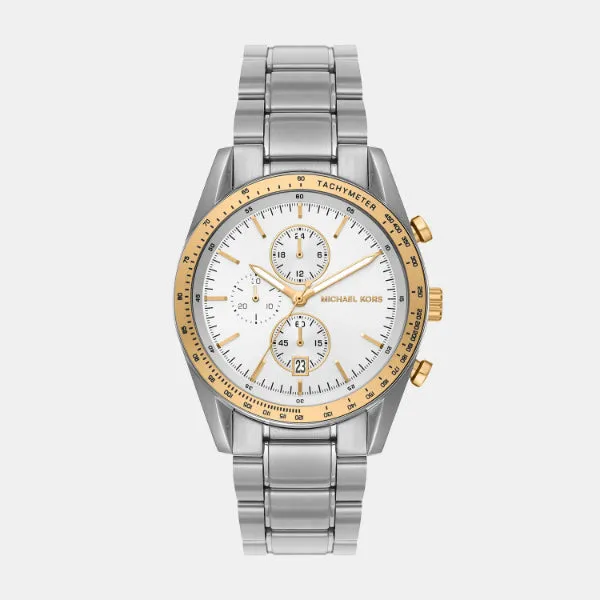 Michael Kors Accelerator Silver Stainless Steel White Dial Chronograph Quartz Watch for Gents - MK9112