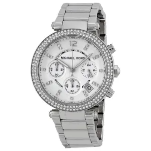 Michael Kors Parker Silver Dial Stainless Steel Chronograph Ladies Watch MK5353