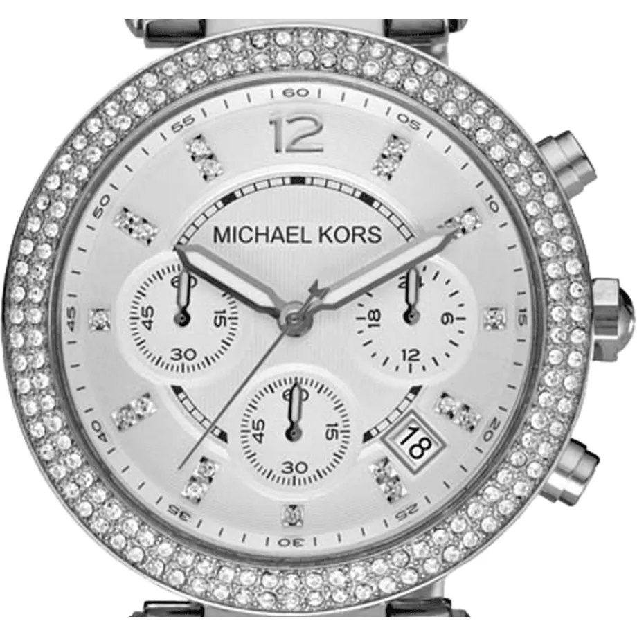 Michael Kors Parker Silver Dial Stainless Steel Chronograph Ladies Watch MK5353