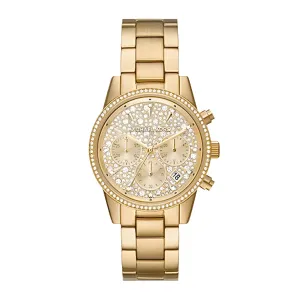 Michael Kors Ritz Gold Stainless Steel Gold Dial Chronograph Quartz Watch for Ladies - MK7310