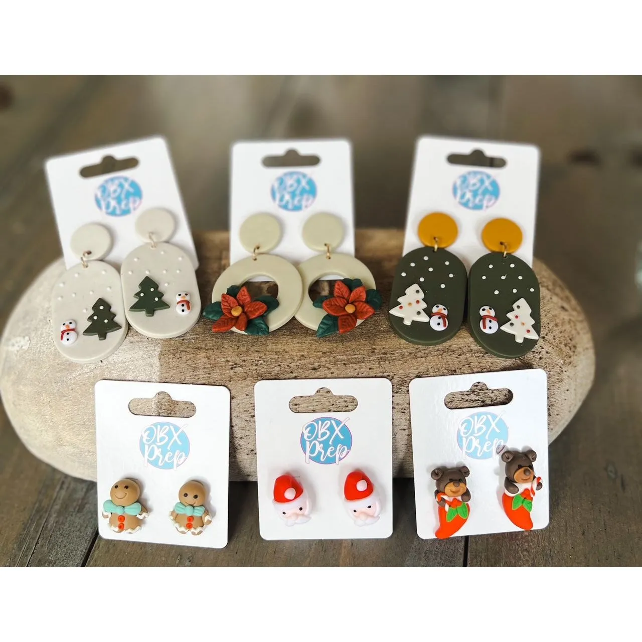 Mini Christmas Polymer Clay Gingerbread Man Earrings.