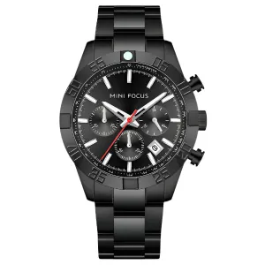 Mini Focus Black Stainless Steel Black Dial Chronograph Quartz Watch for Gents - MF0416G-05