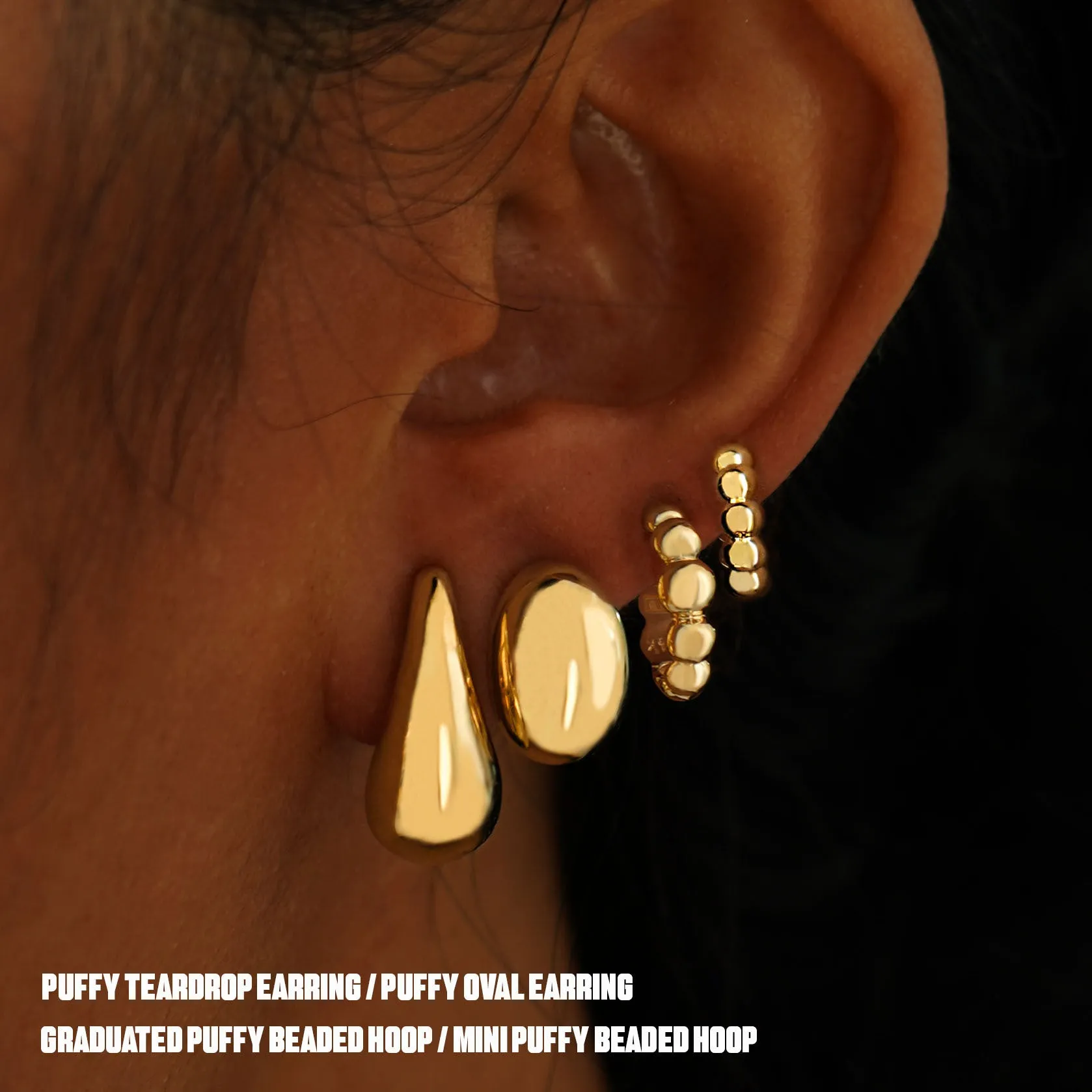 Mini Puffy Beaded Hoop
