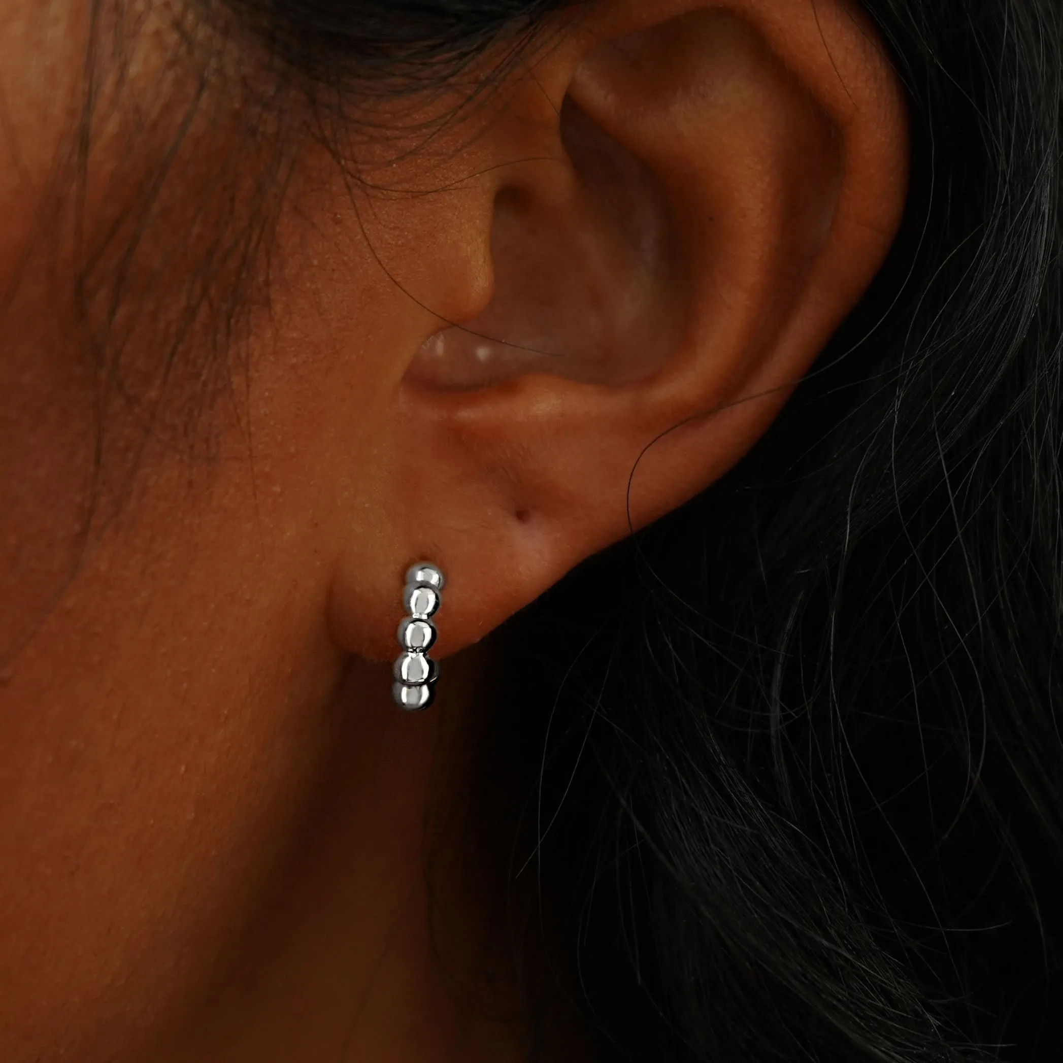 Mini Puffy Beaded Hoop