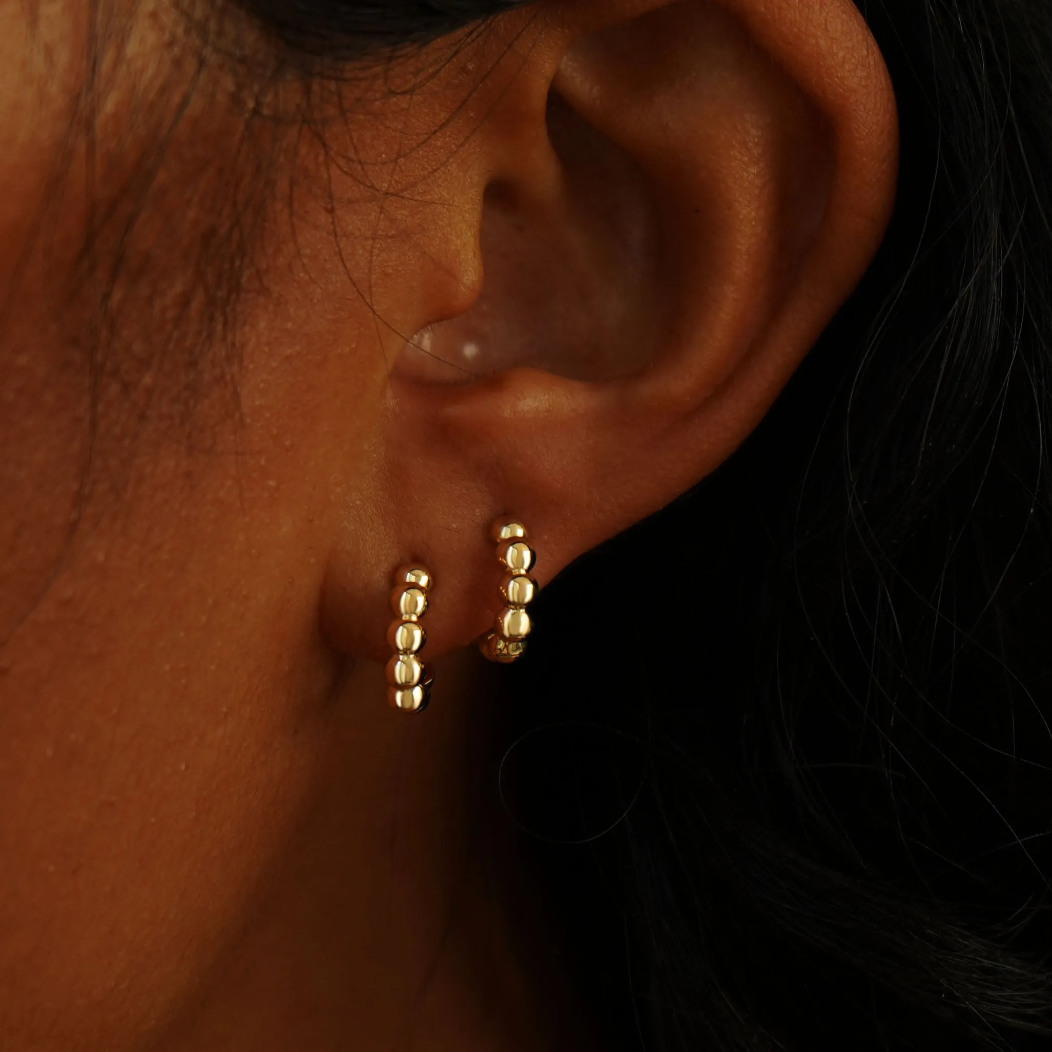 Mini Puffy Beaded Hoop