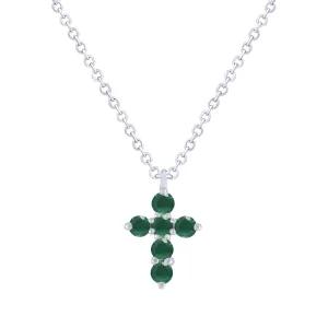 Miniature Color Stone Cross Necklace