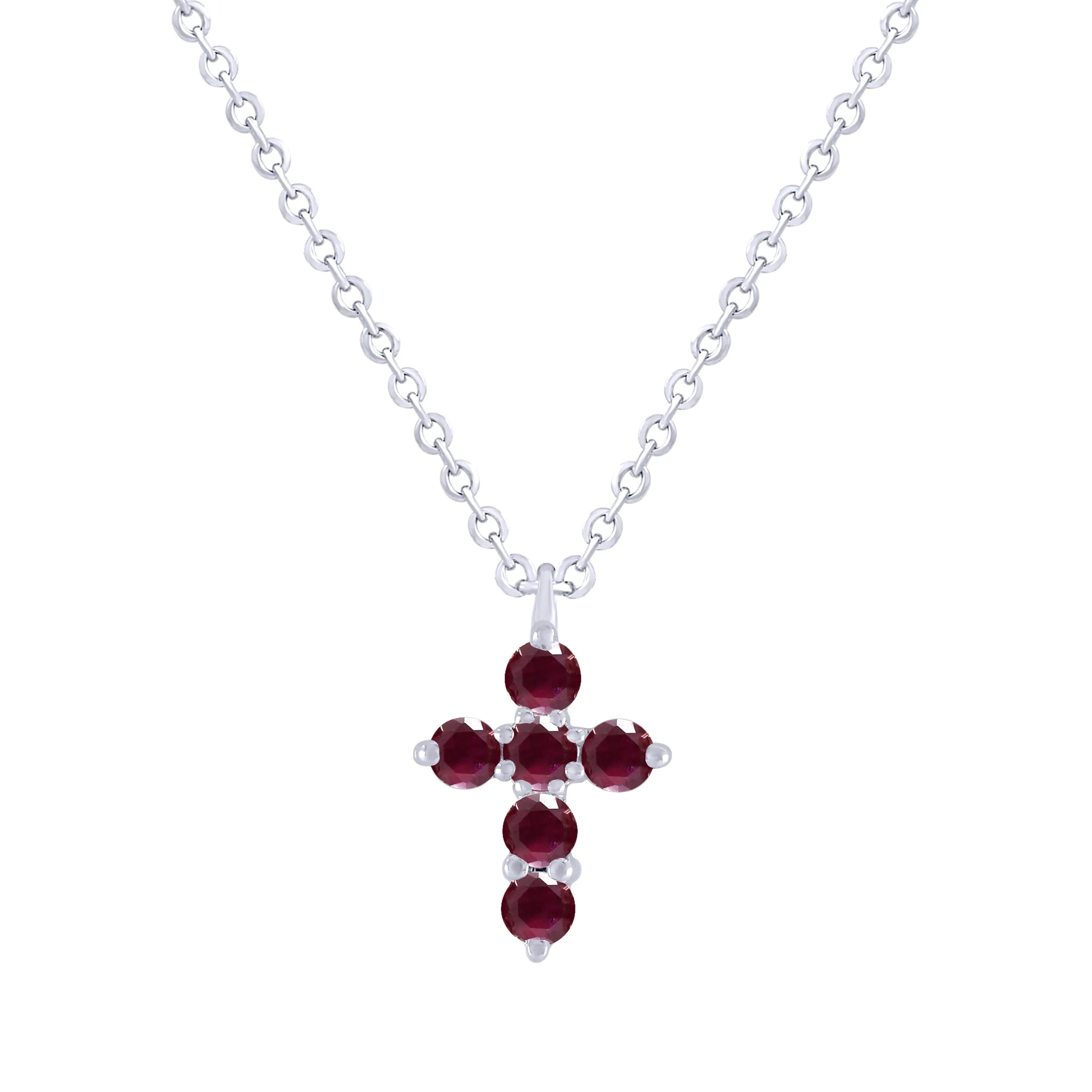 Miniature Color Stone Cross Necklace