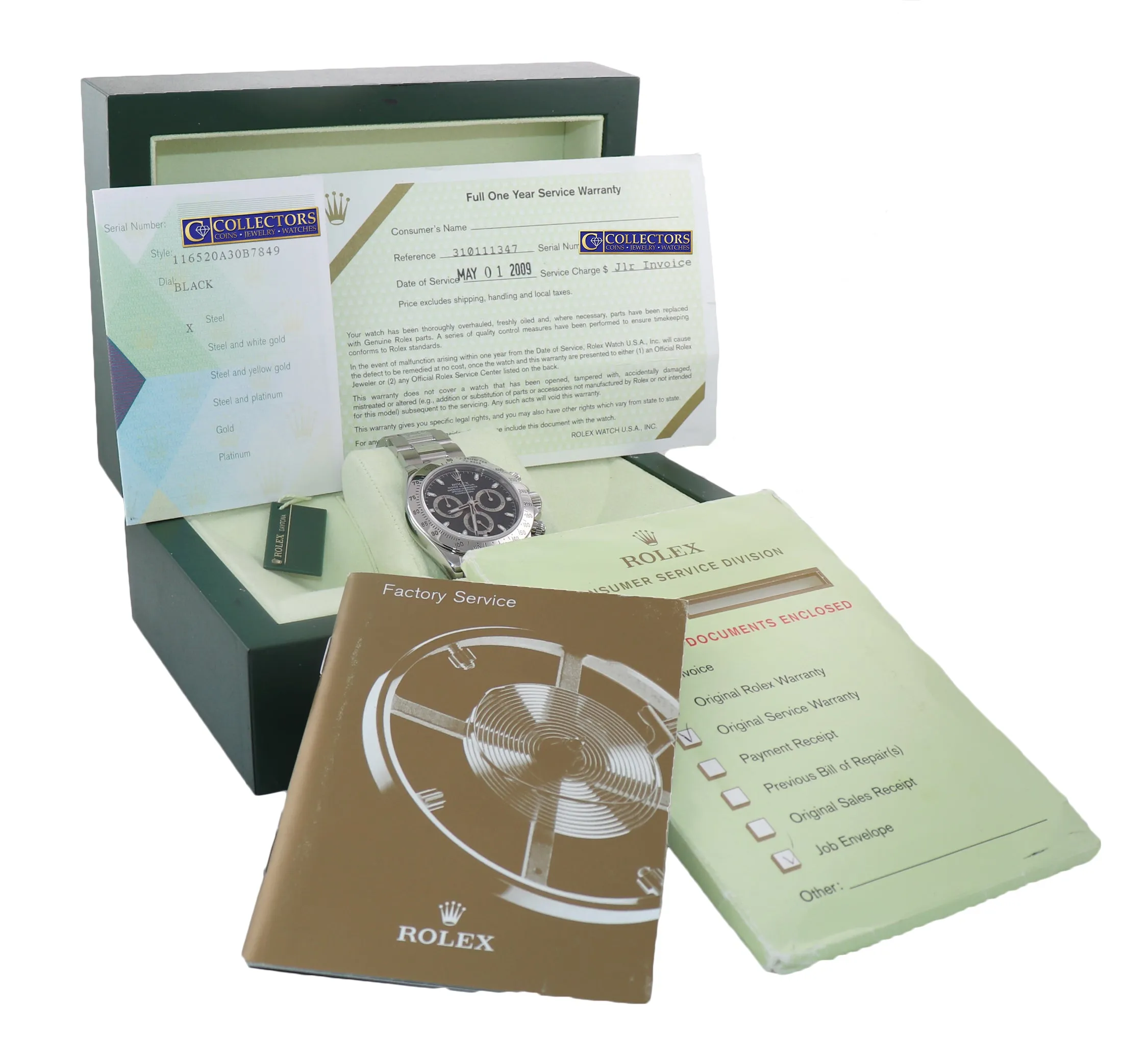 MINT 2005 PAPERS Rolex Daytona 116520 Black Steel Chrono 40mm Watch RSC Service
