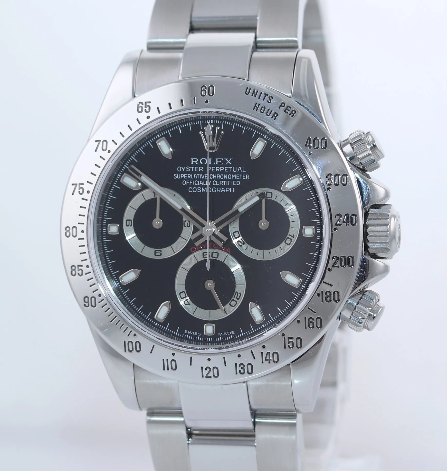 MINT 2005 PAPERS Rolex Daytona 116520 Black Steel Chrono 40mm Watch RSC Service