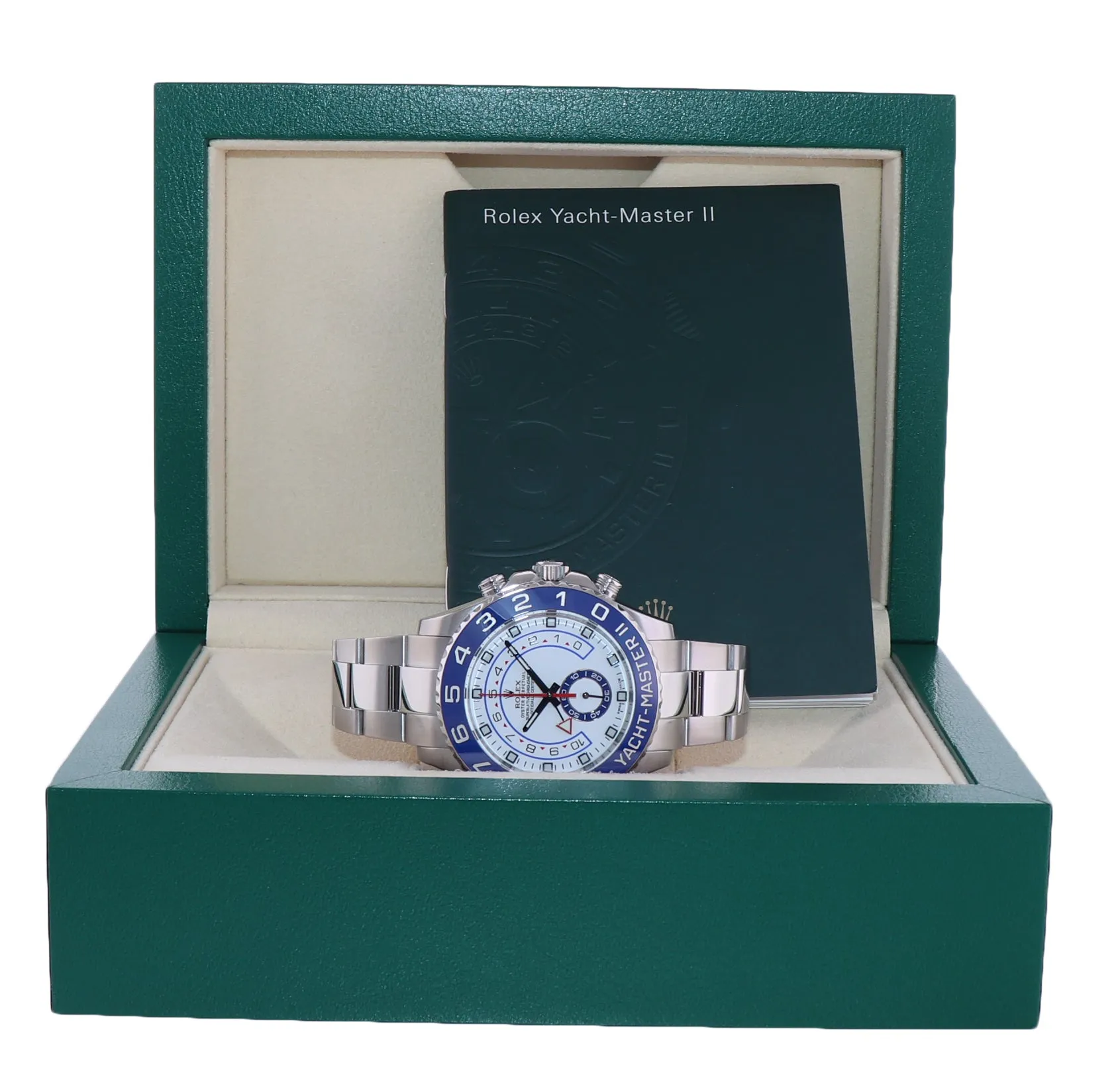 MINT 2016 Rolex Yacht-Master II 44mm Steel White Blue Ceramic 116680 Watch Box