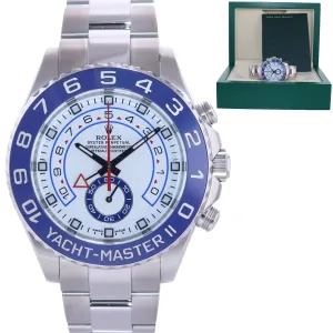 MINT 2016 Rolex Yacht-Master II 44mm Steel White Blue Ceramic 116680 Watch Box