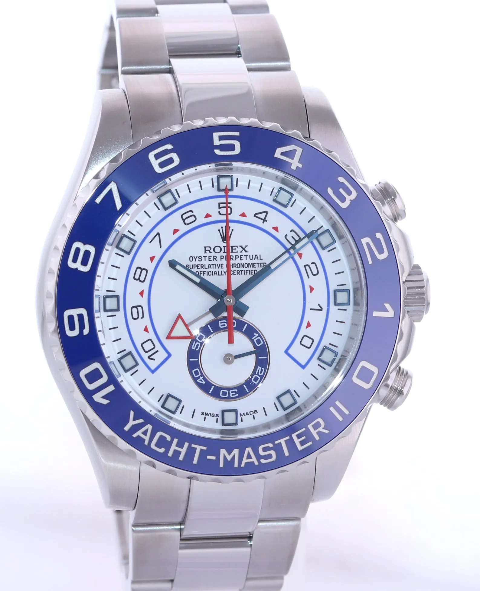 MINT 2016 Rolex Yacht-Master II 44mm Steel White Blue Ceramic 116680 Watch Box