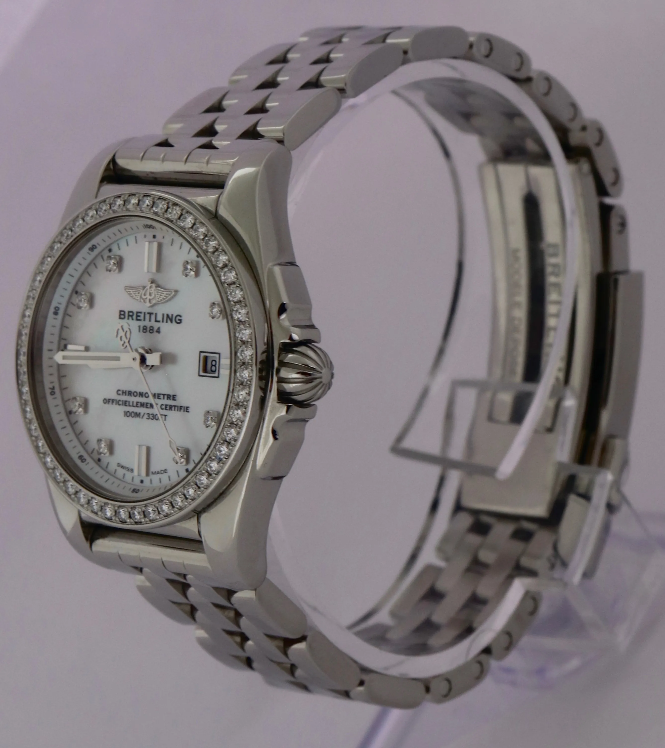 MINT 2018 Ladies Breitling Galactic 29 Date MOP Diamond 29mm Stainless A72348