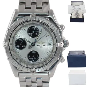 MINT PAPERS Breitling Chronomat 39mm Chronograph Silver Black Steel A13048 Watch