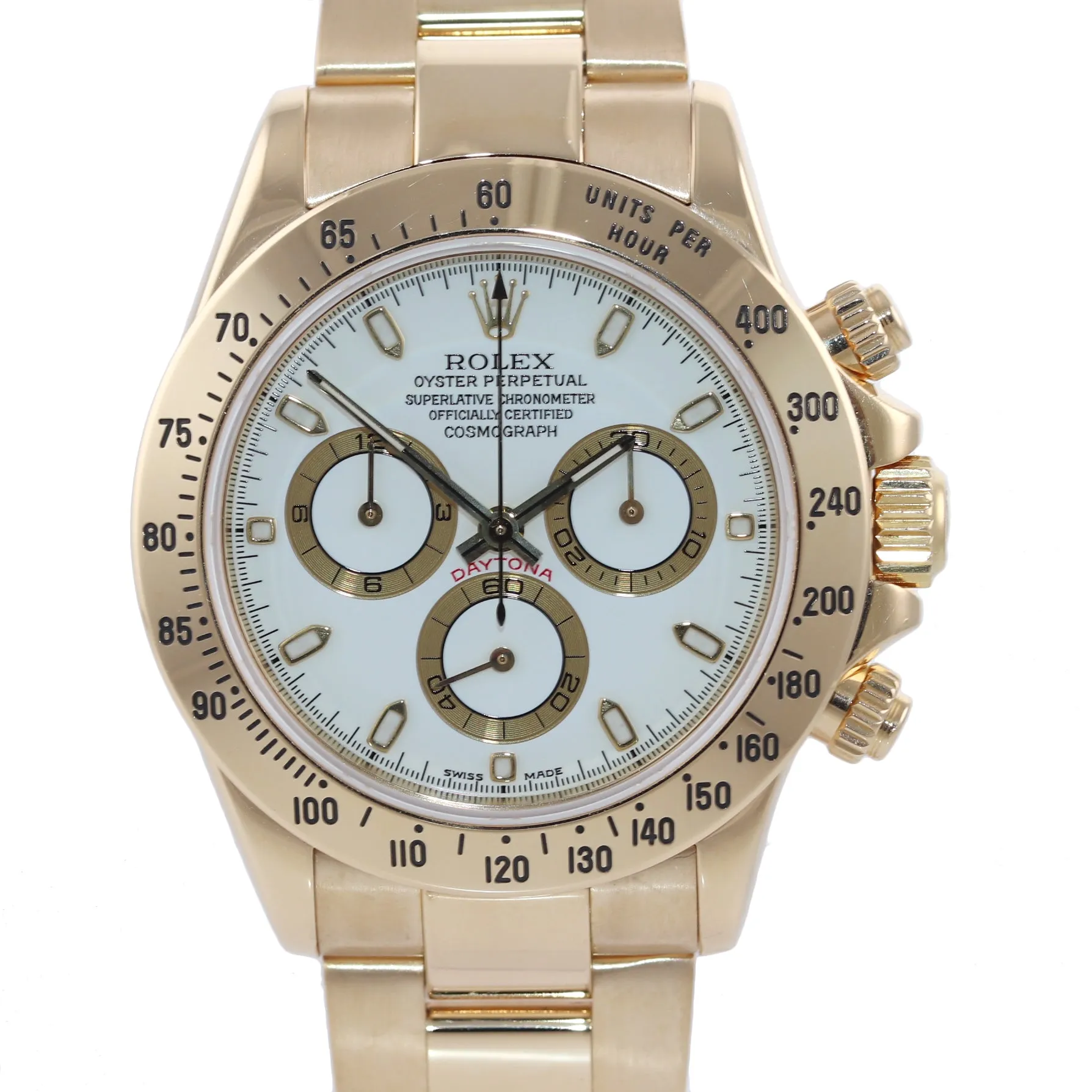 MINT Rolex Daytona 116528 White Dial 18K Yellow Gold 40mm Watch Box