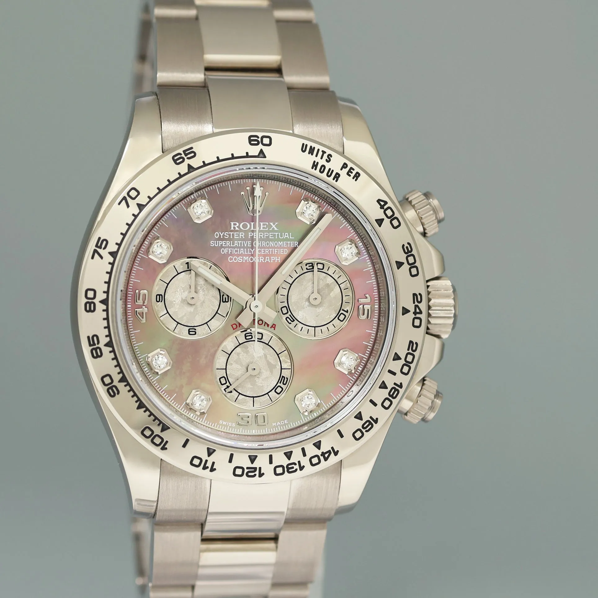MINT Rolex Daytona Meteorite MOP Diamond 116509 White Gold Chronograph Watch Box