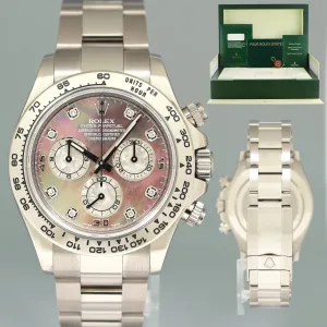 MINT Rolex Daytona Meteorite MOP Diamond 116509 White Gold Chronograph Watch Box