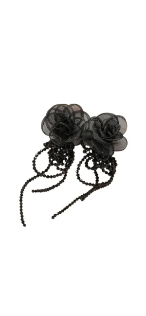 Misty Blue Mavis - Flower Bloom Pierced Earrings