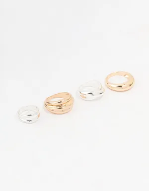 Mixed Metals Solid Band Rings 4-Pack
