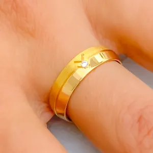 Modish Textured 21k Gold CZ Band