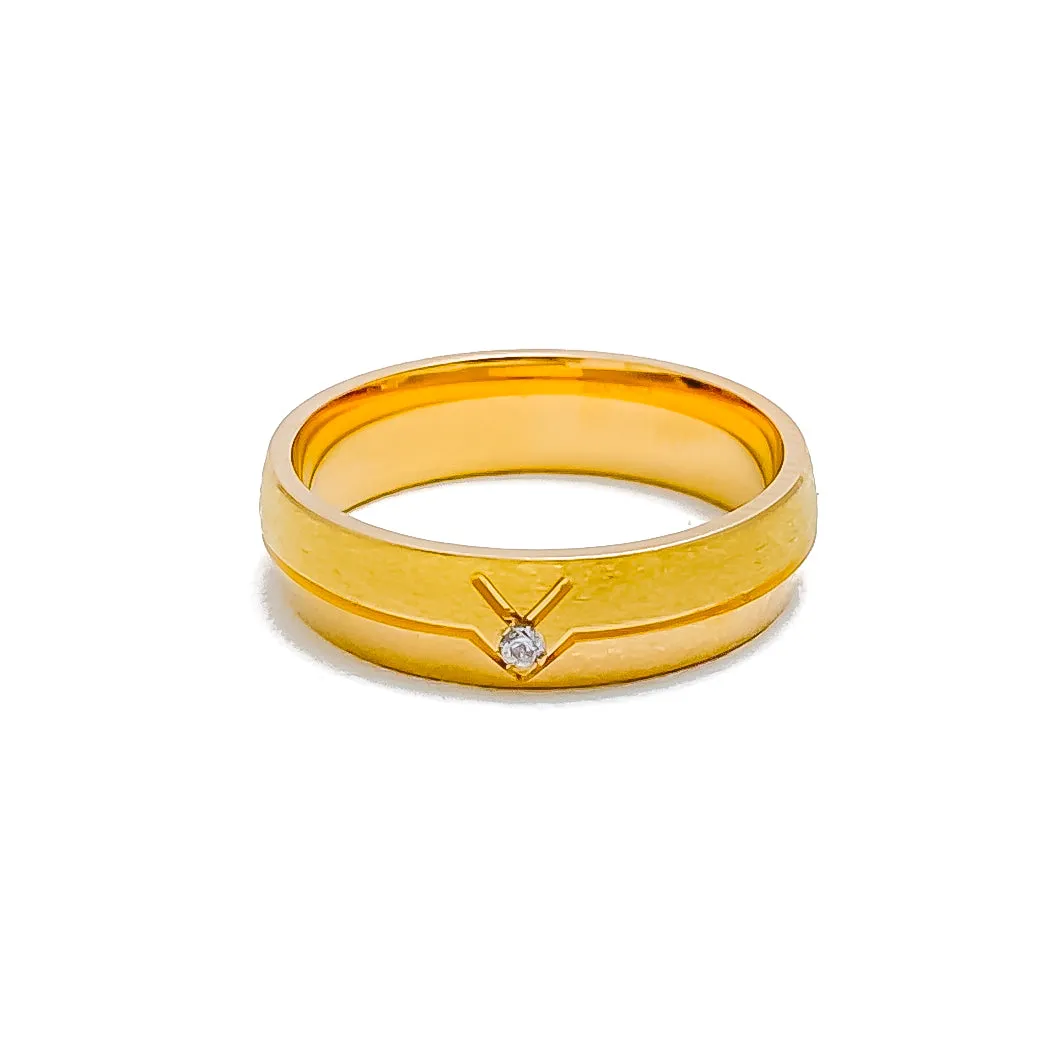 Modish Textured 21k Gold CZ Band