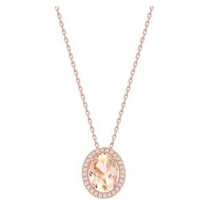 Morganite Oval Halo Necklace