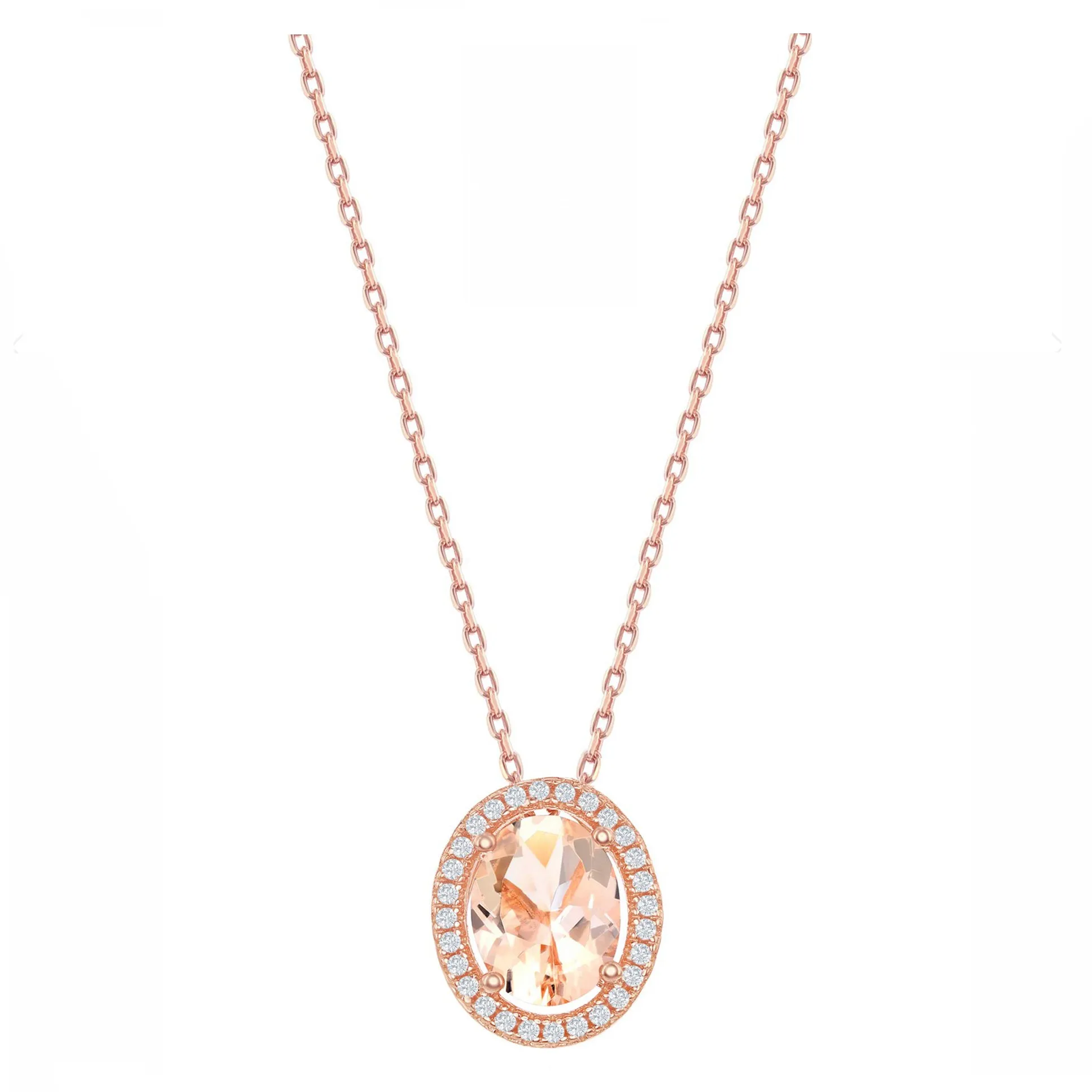 Morganite Oval Halo Necklace
