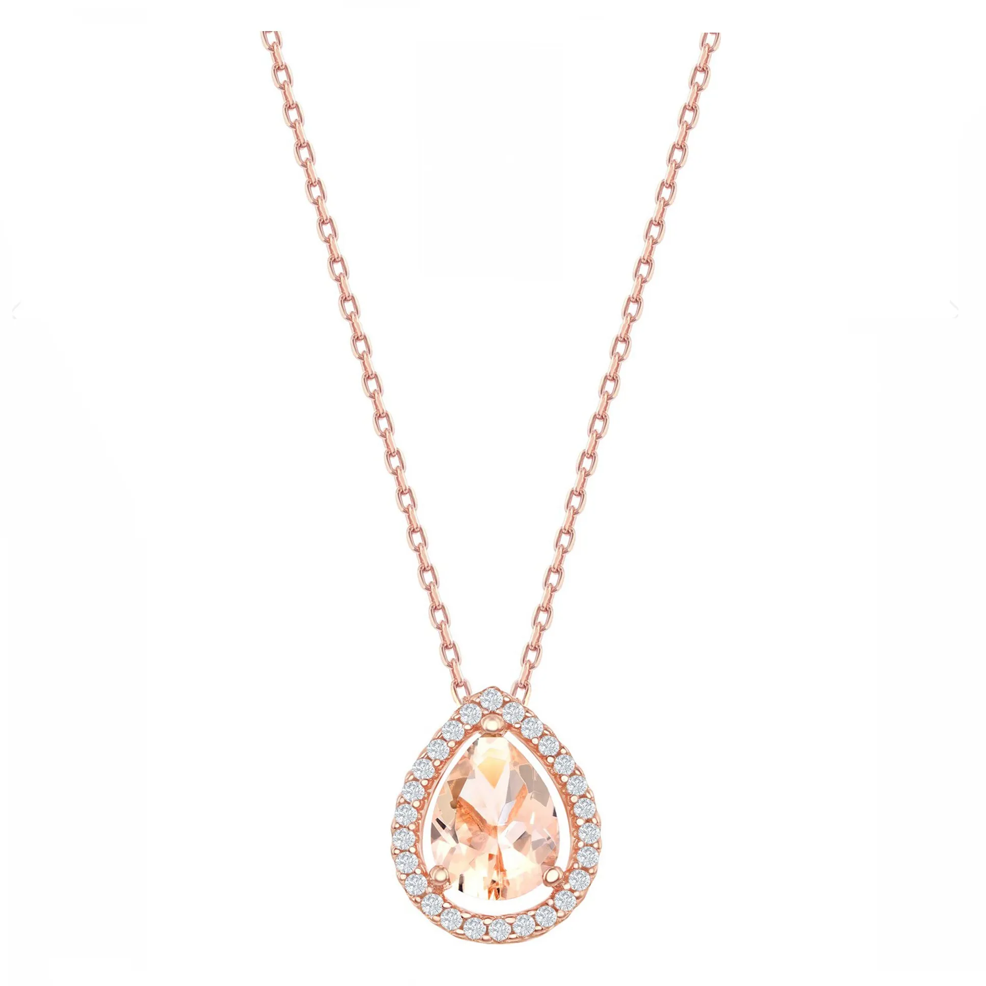 Morganite Pear Halo Necklace
