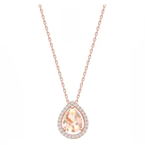 Morganite Pear Halo Necklace