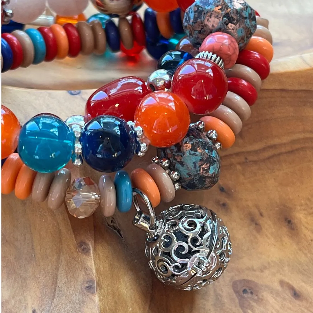 Multi-color Beaded Essential Oil Trio Bracelets