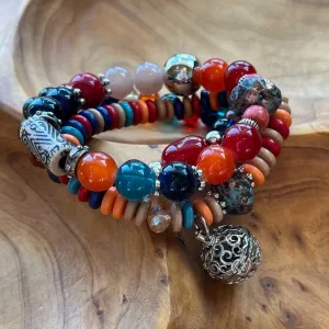 Multi-color Beaded Essential Oil Trio Bracelets