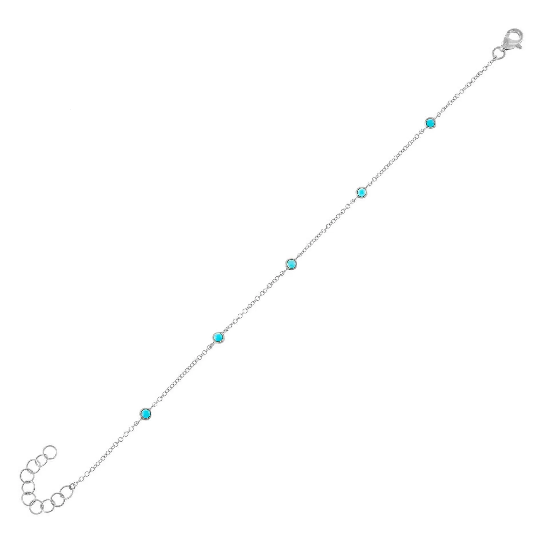 Multi Turquoise Bezel Bracelet 14K