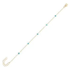 Multi Turquoise Bezel Bracelet 14K