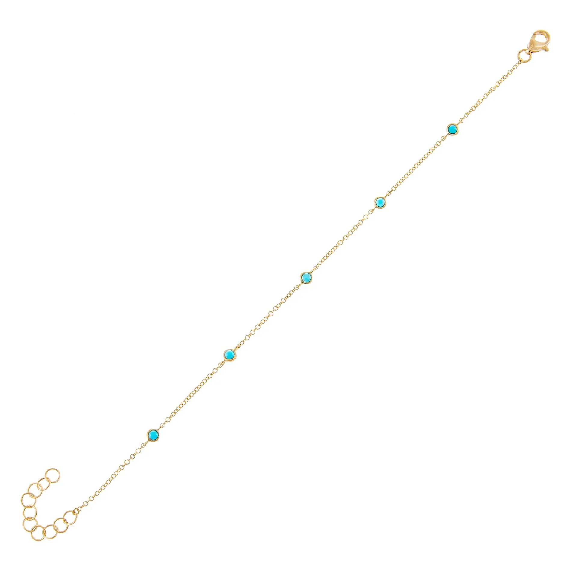 Multi Turquoise Bezel Bracelet 14K