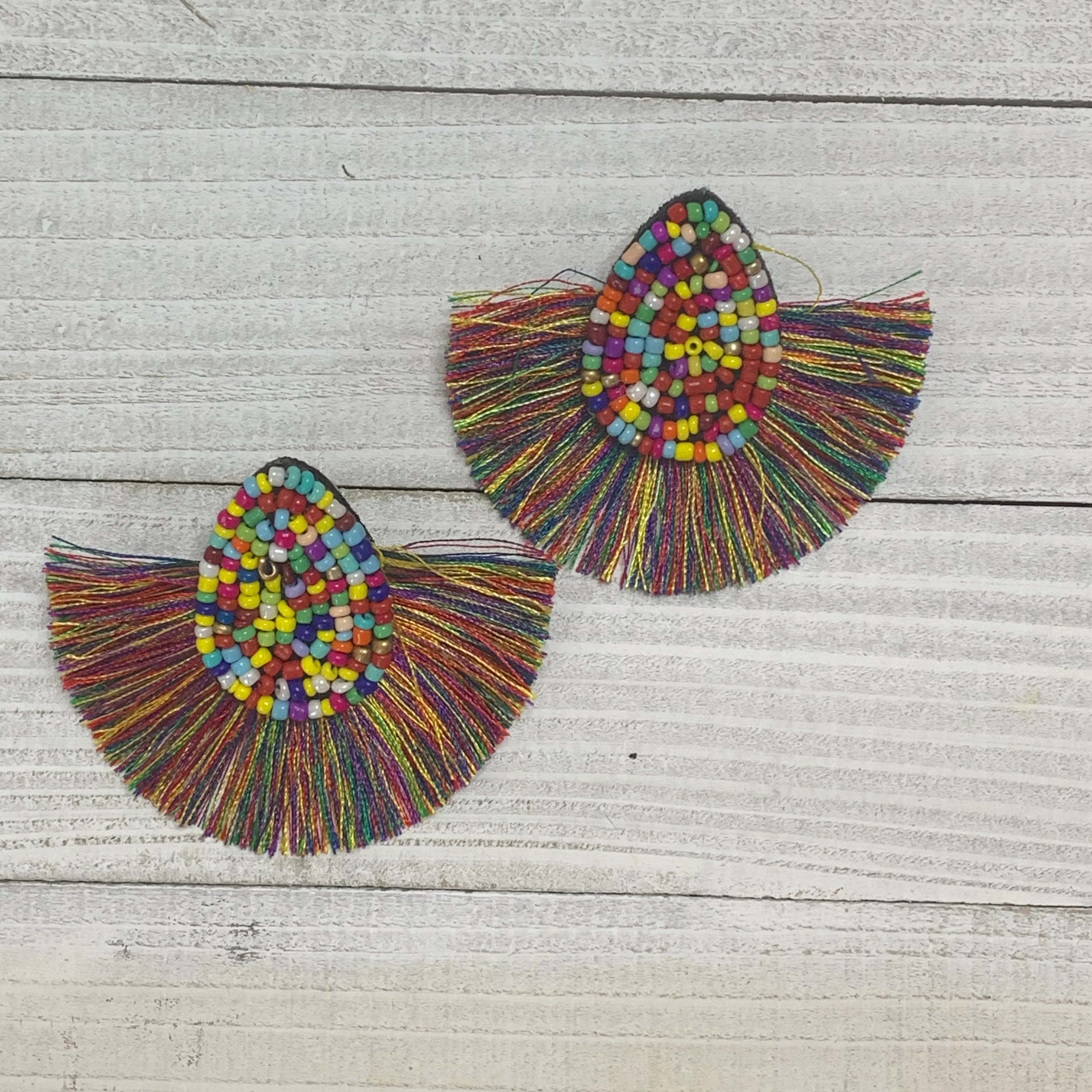 Multicolor Beads and Tassel Fringe Earrings 230-23 | Erika Williner Designs