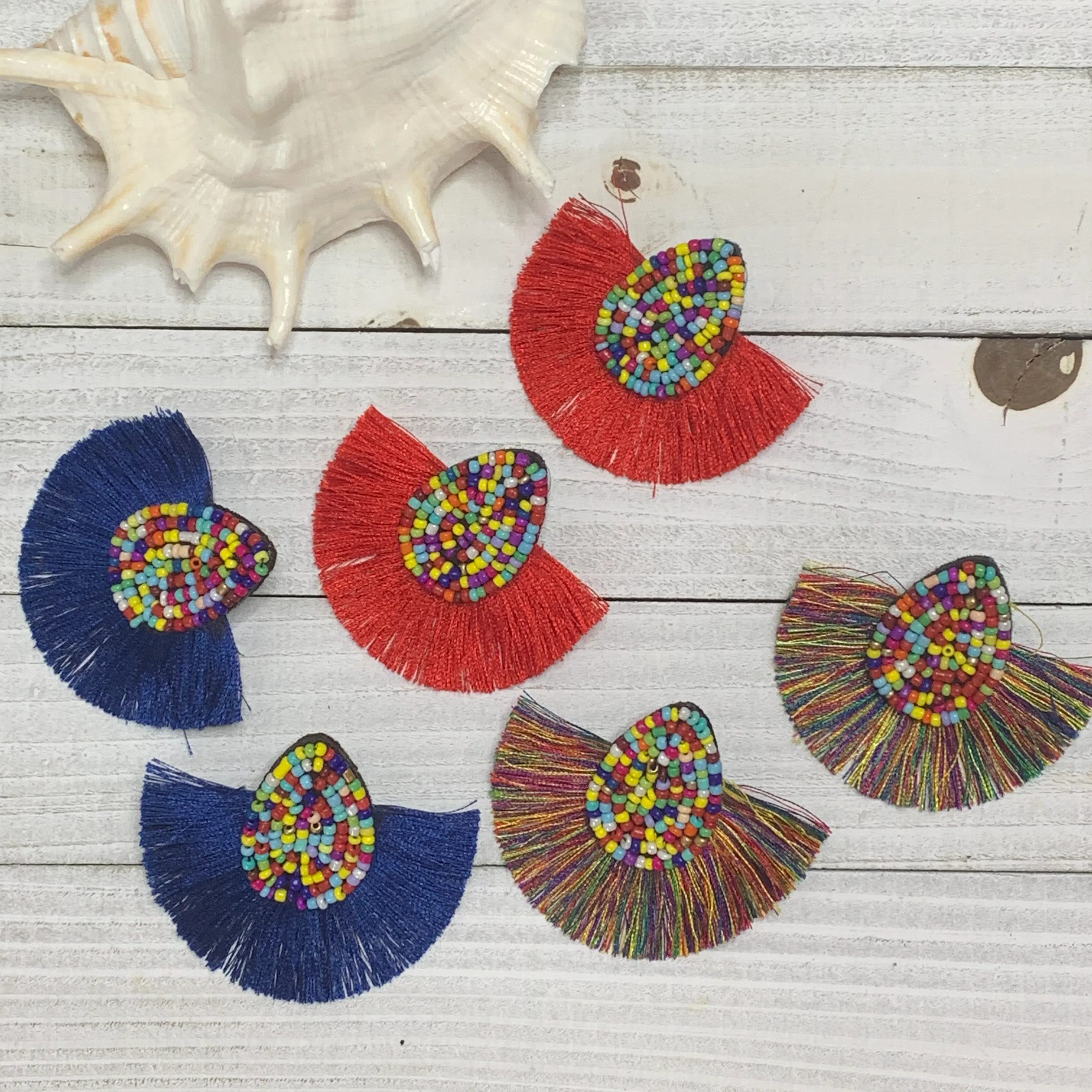 Multicolor Beads and Tassel Fringe Earrings 230-23 | Erika Williner Designs