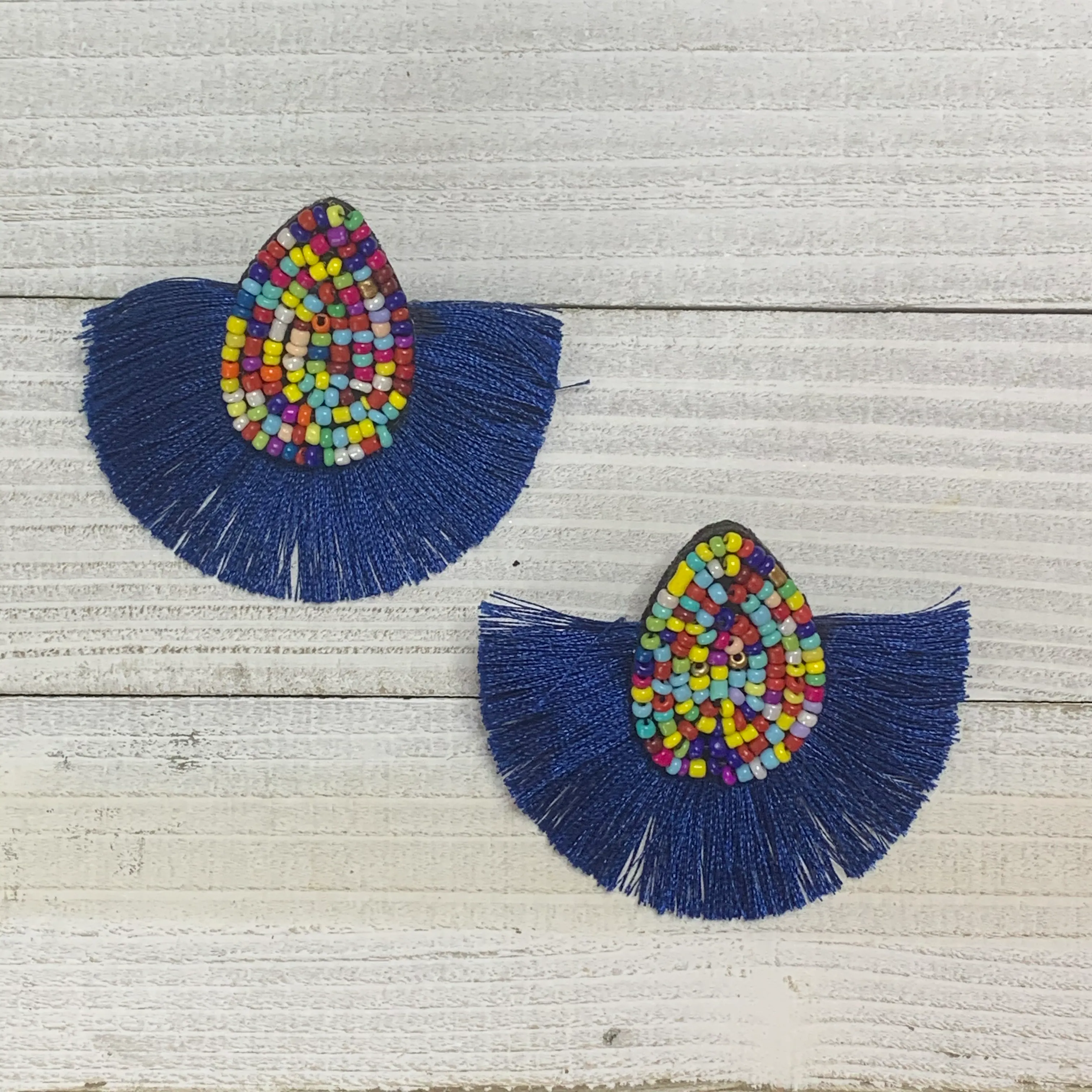 Multicolor Beads and Tassel Fringe Earrings 230-23 | Erika Williner Designs