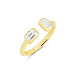 Multishape Diamond Bezels Statement Solid Cuff Ring