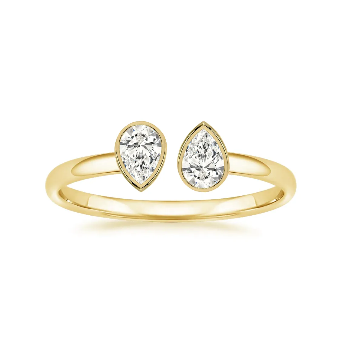 Multishape Diamond Bezels Statement Solid Cuff Ring