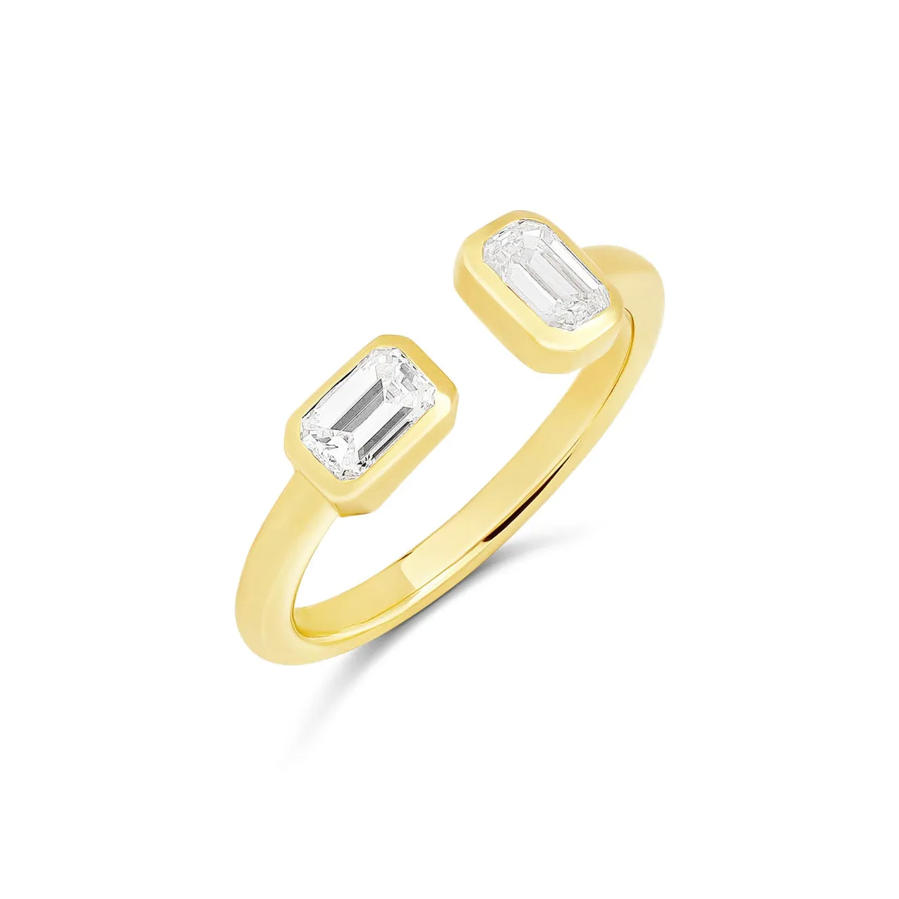 Multishape Diamond Bezels Statement Solid Cuff Ring