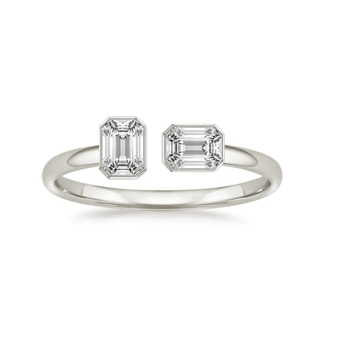 Multishape Diamond Bezels Statement Solid Cuff Ring