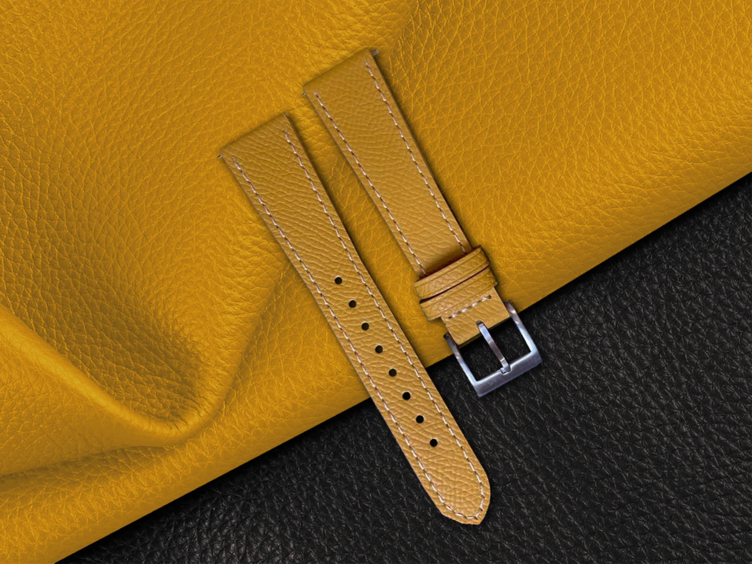 Mustard Yellow Epsom Leather Slim Apple Watch Strap
