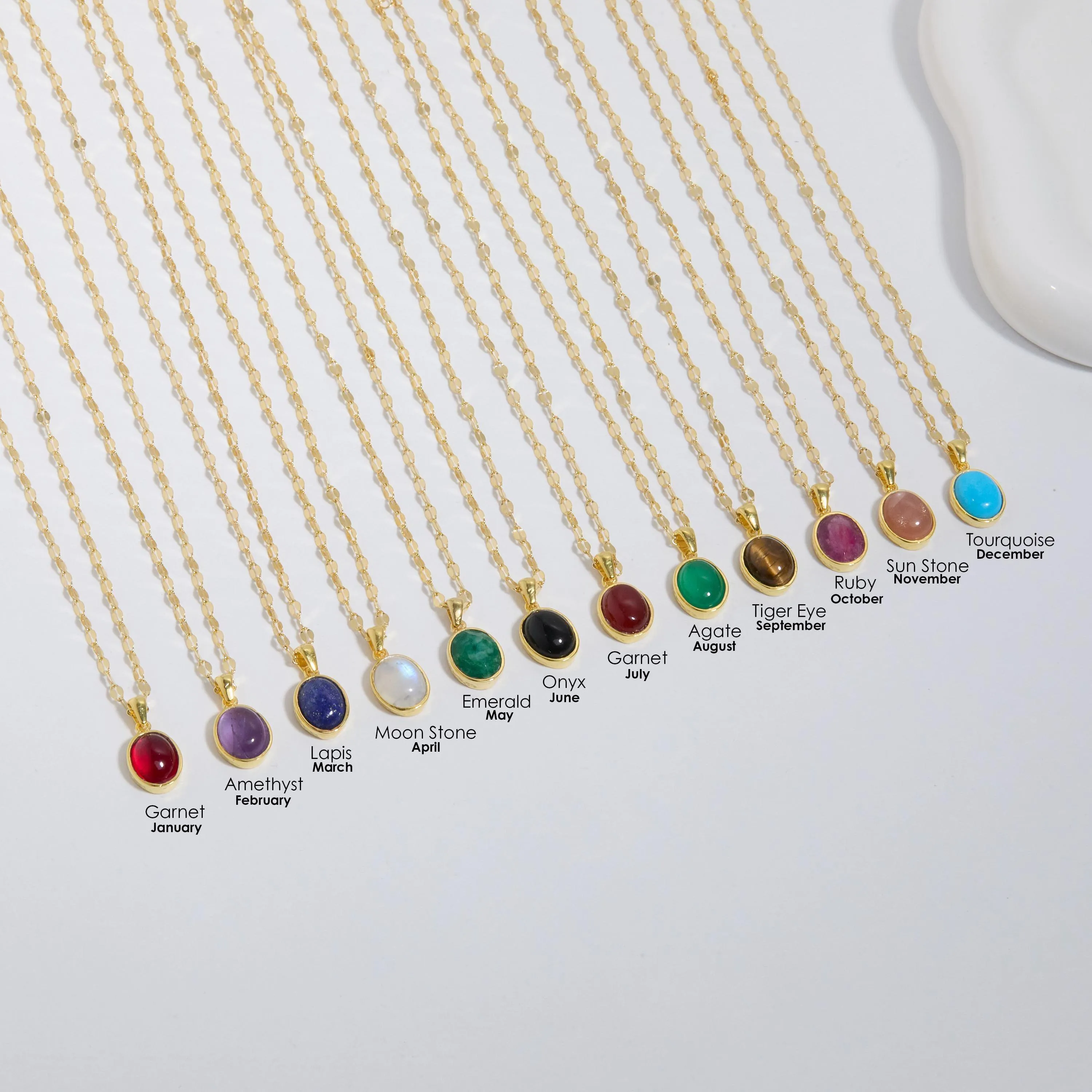 Natural Birthstone Necklace - 18K Gold Vermeil