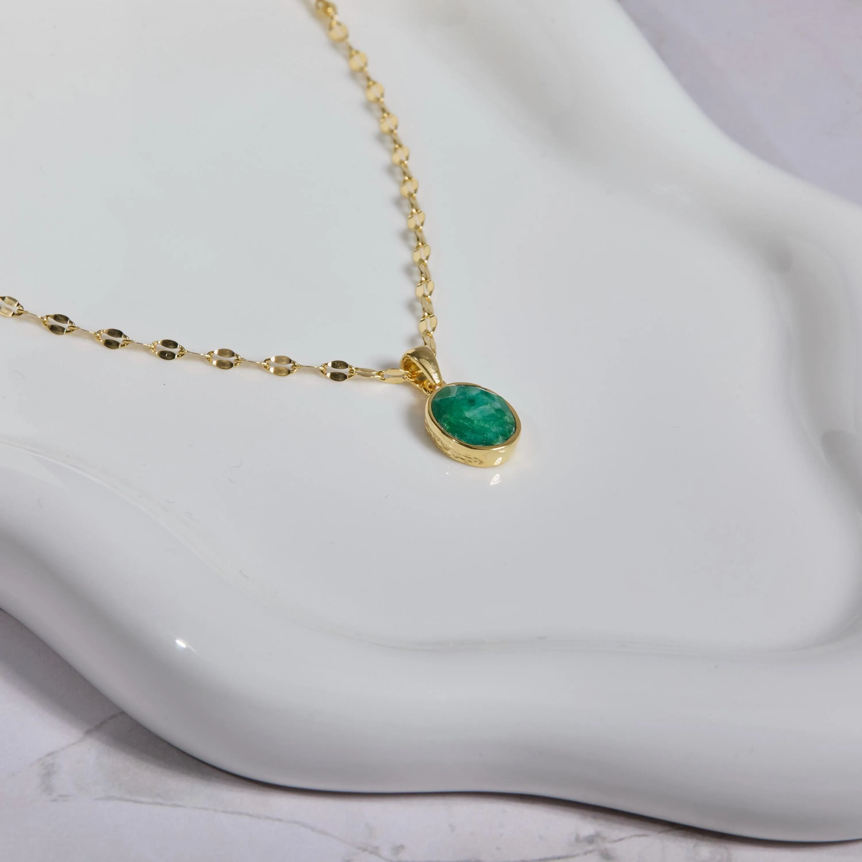 Natural Birthstone Necklace - 18K Gold Vermeil