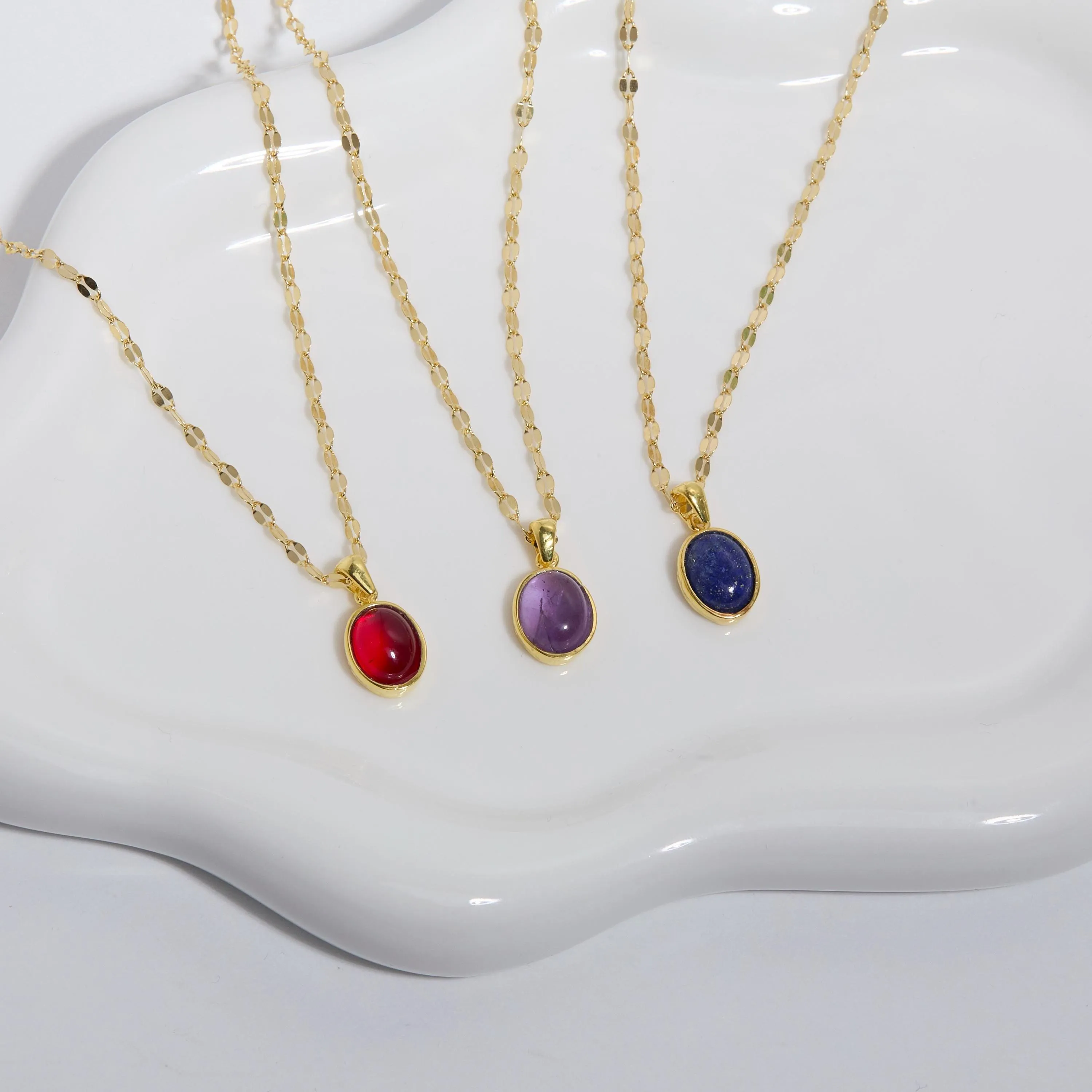 Natural Birthstone Necklace - 18K Gold Vermeil