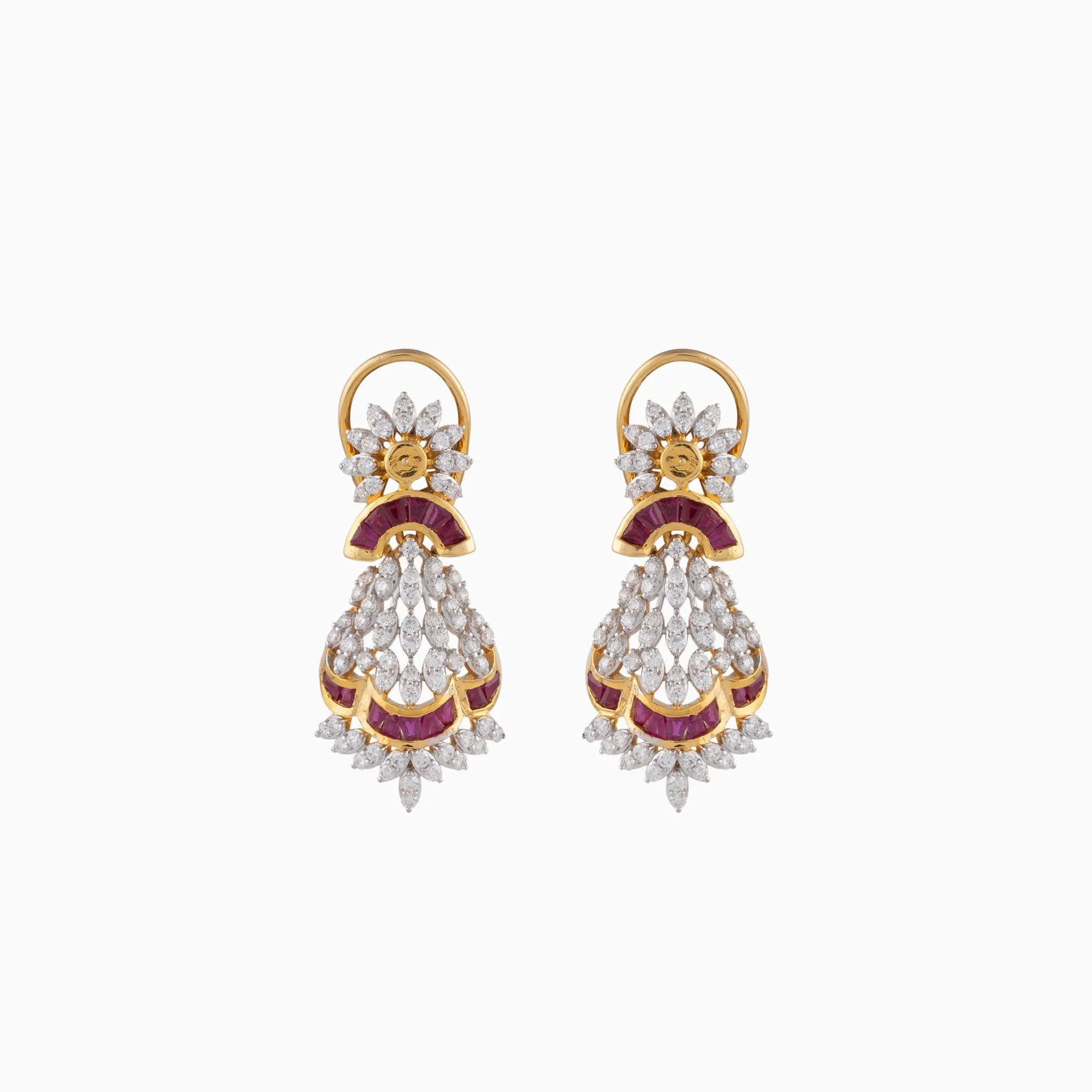 Necklace with Round Cut Diamond, Ruby,  Pearls and Ruby Beads - GDNE0419