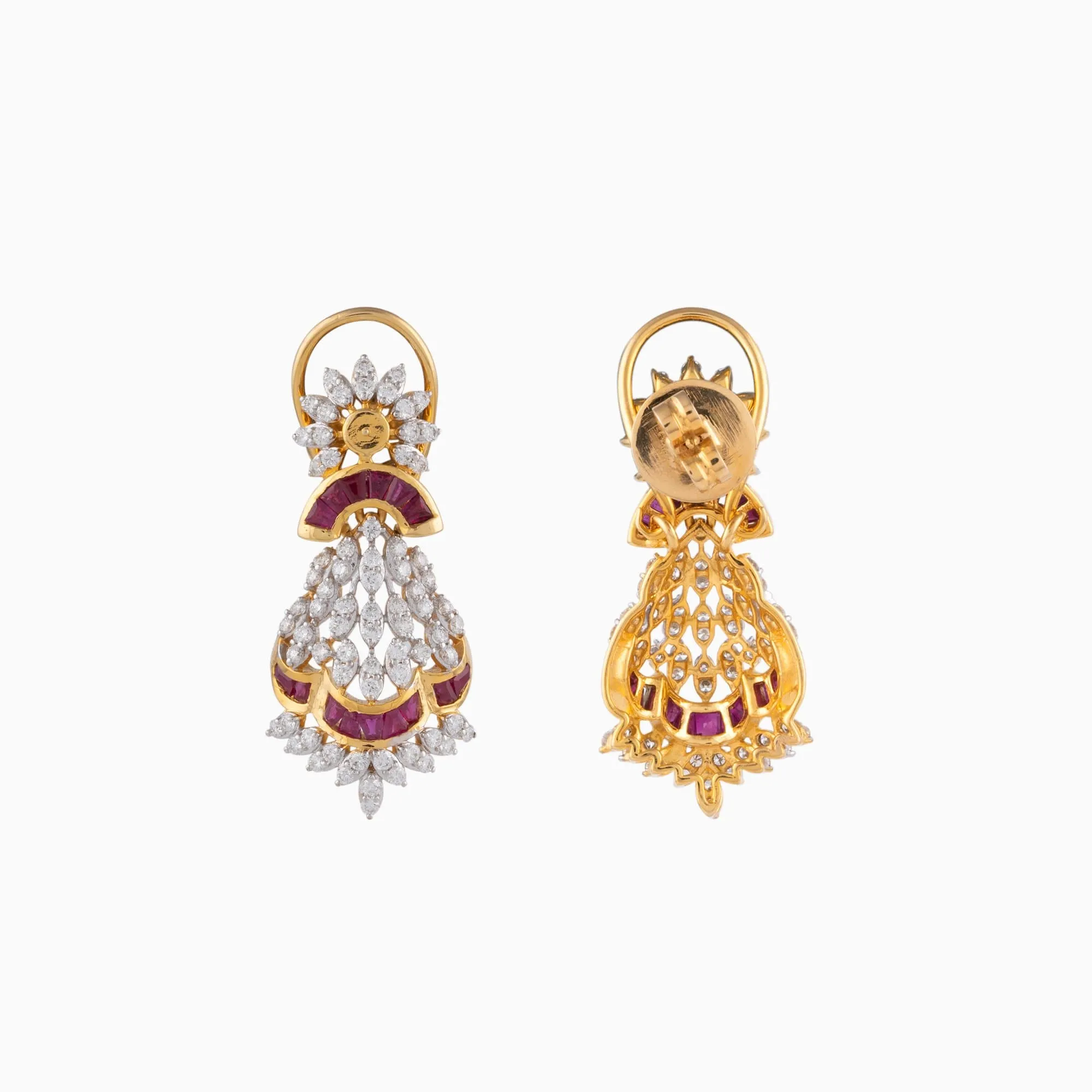 Necklace with Round Cut Diamond, Ruby,  Pearls and Ruby Beads - GDNE0419