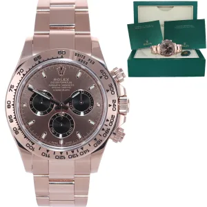 NEW 2021 Rolex Daytona Rose Gold Chocolate Stick Dial 116505 Chrono Watch Box