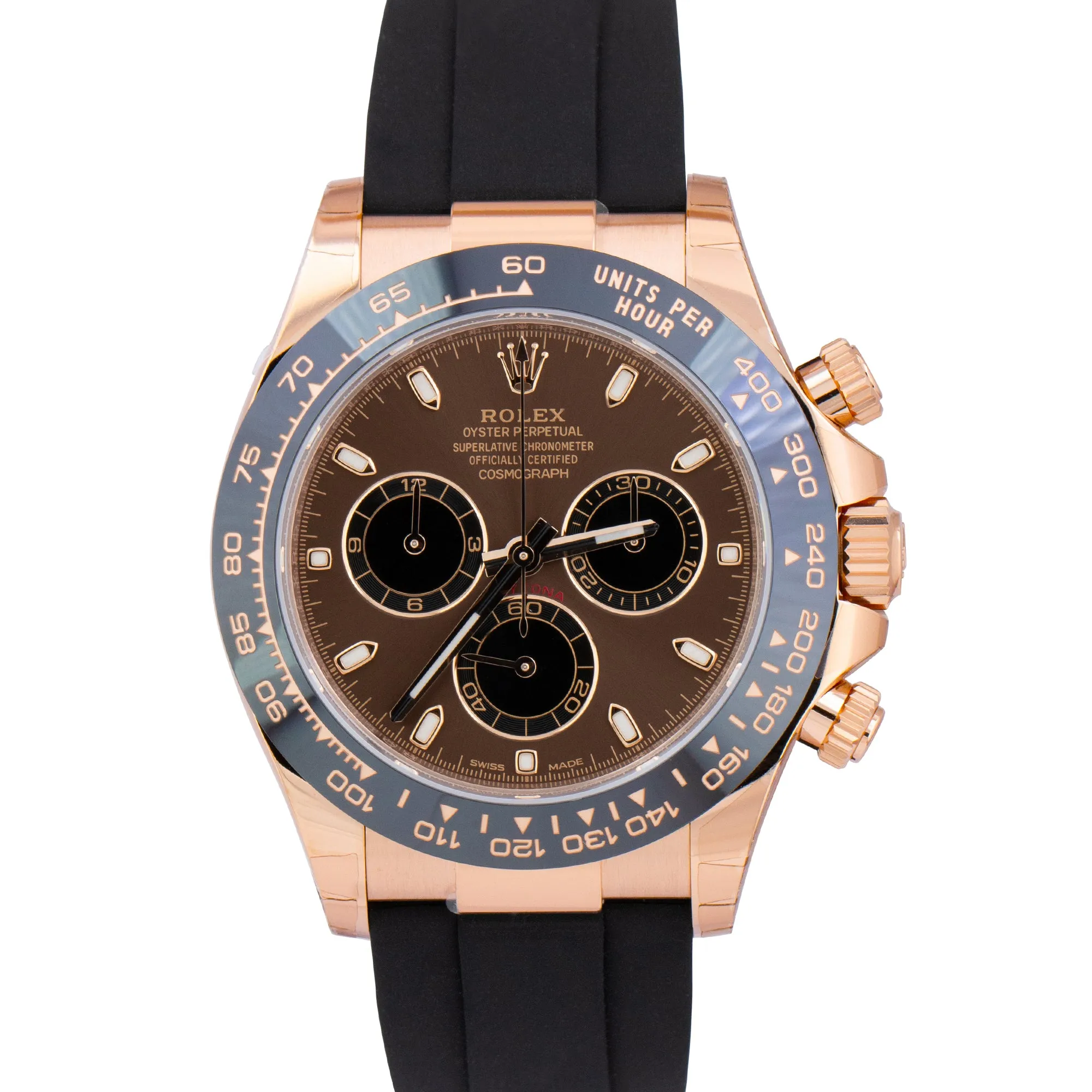NEW STICKERED APR 2022 Rolex Daytona Rose Gold Chocolate Oysterflex Watch 116515
