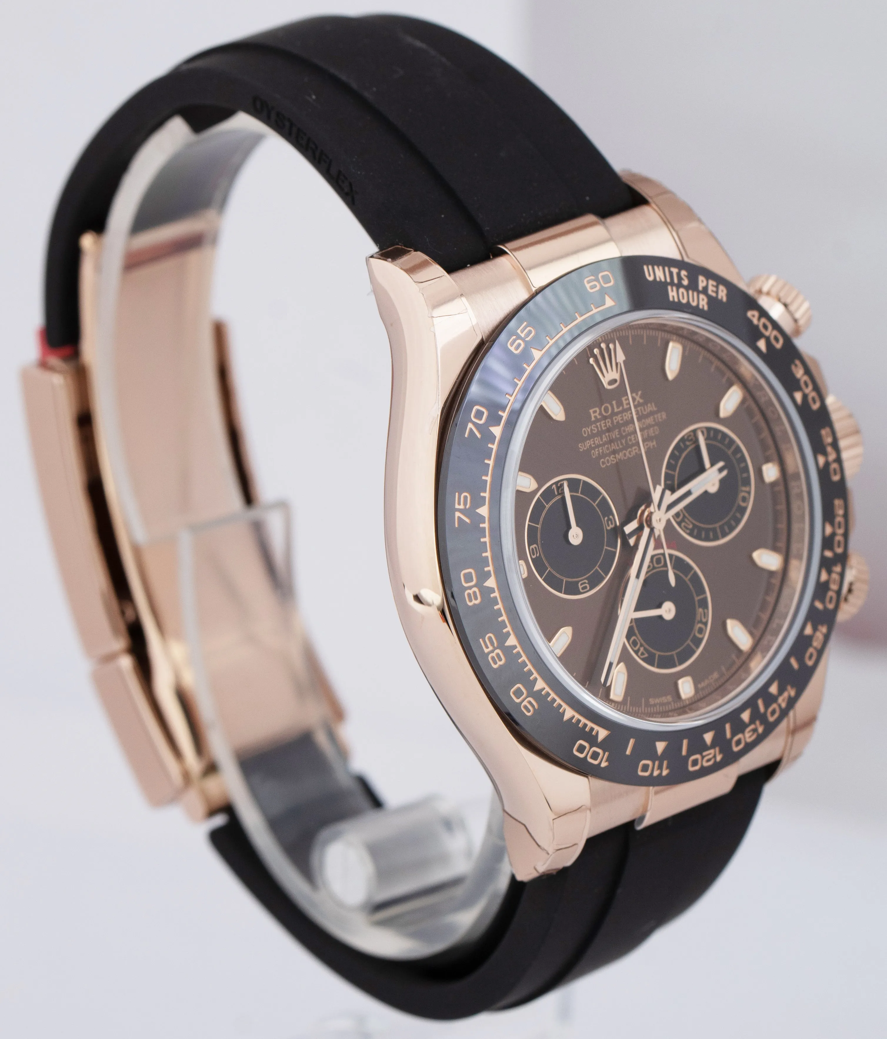 NEW STICKERED APR 2022 Rolex Daytona Rose Gold Chocolate Oysterflex Watch 116515